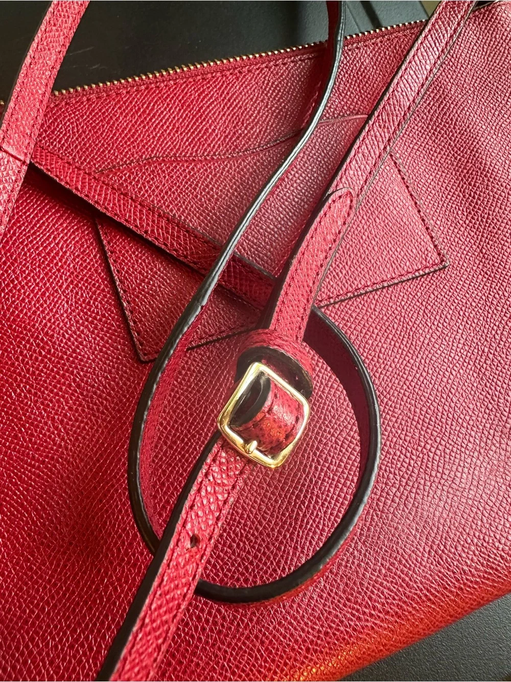 Coach Red Leather Messenger Crossbody with Gold Hardware